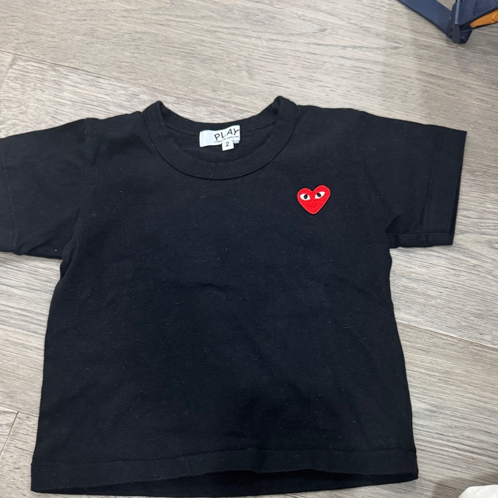 Comme des Garcons PLAY Black Tee with Red Heart Patch